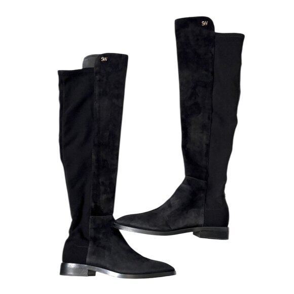 Stuart Weitzman 5050 Black Suede Over The Knee Boots - Picture 1 of 9